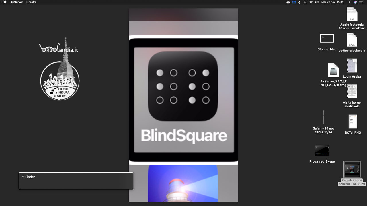immagine di uno schermo iMac con il logo di BlindSquare