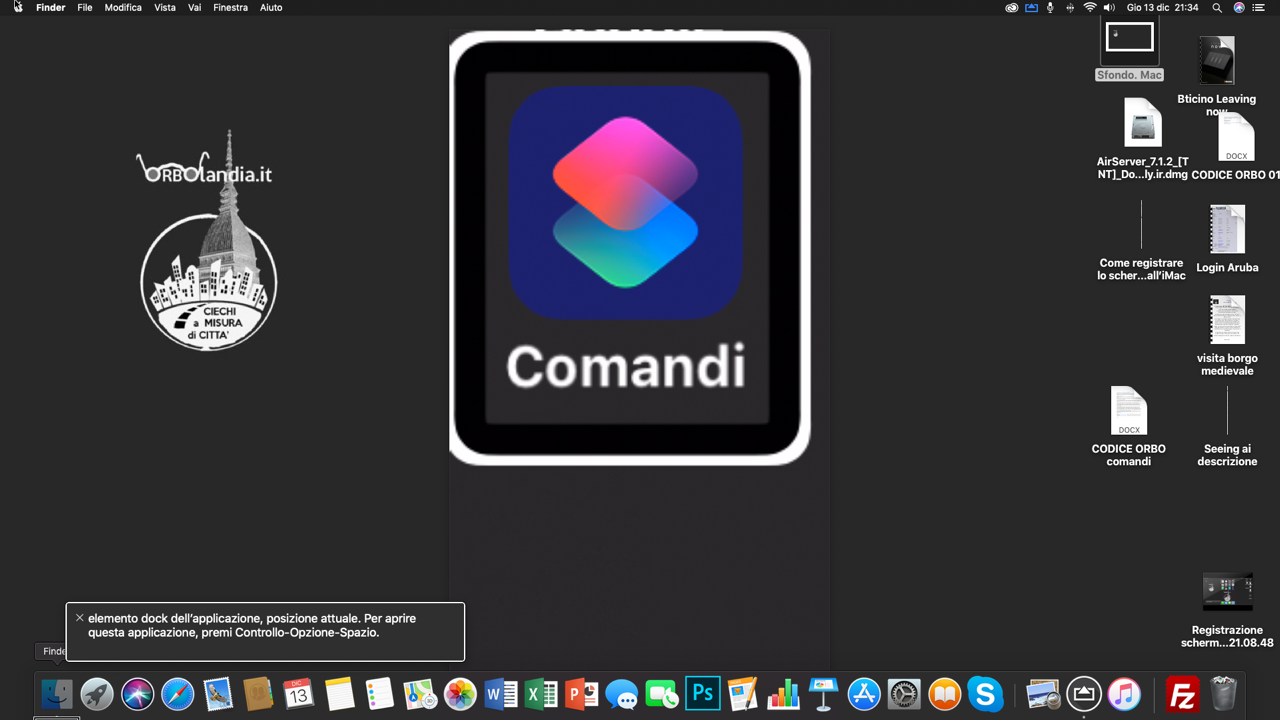 immagine di schermo di iMac con il logo di Comandi