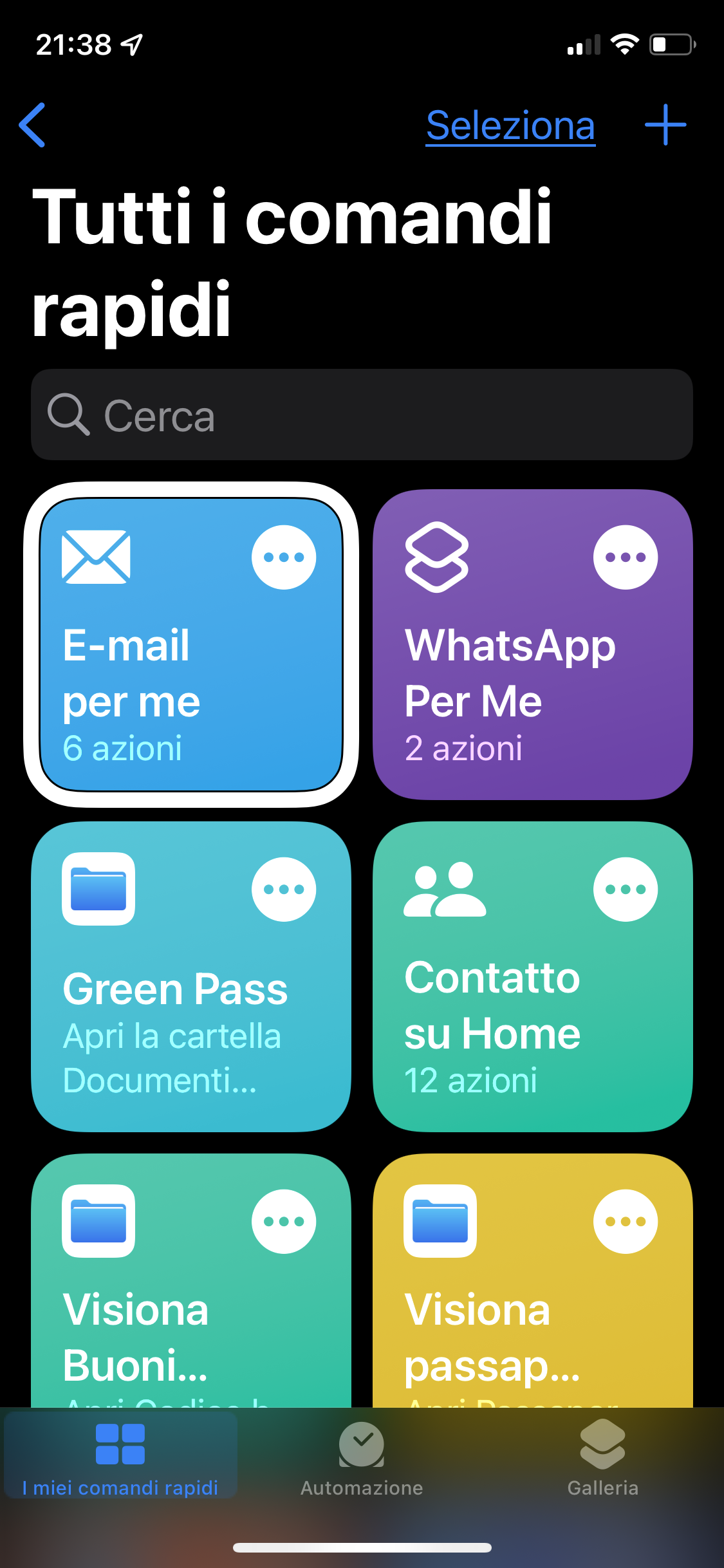 nell’immagine uno screenshot dell’iPhone aperto sull’App comandi