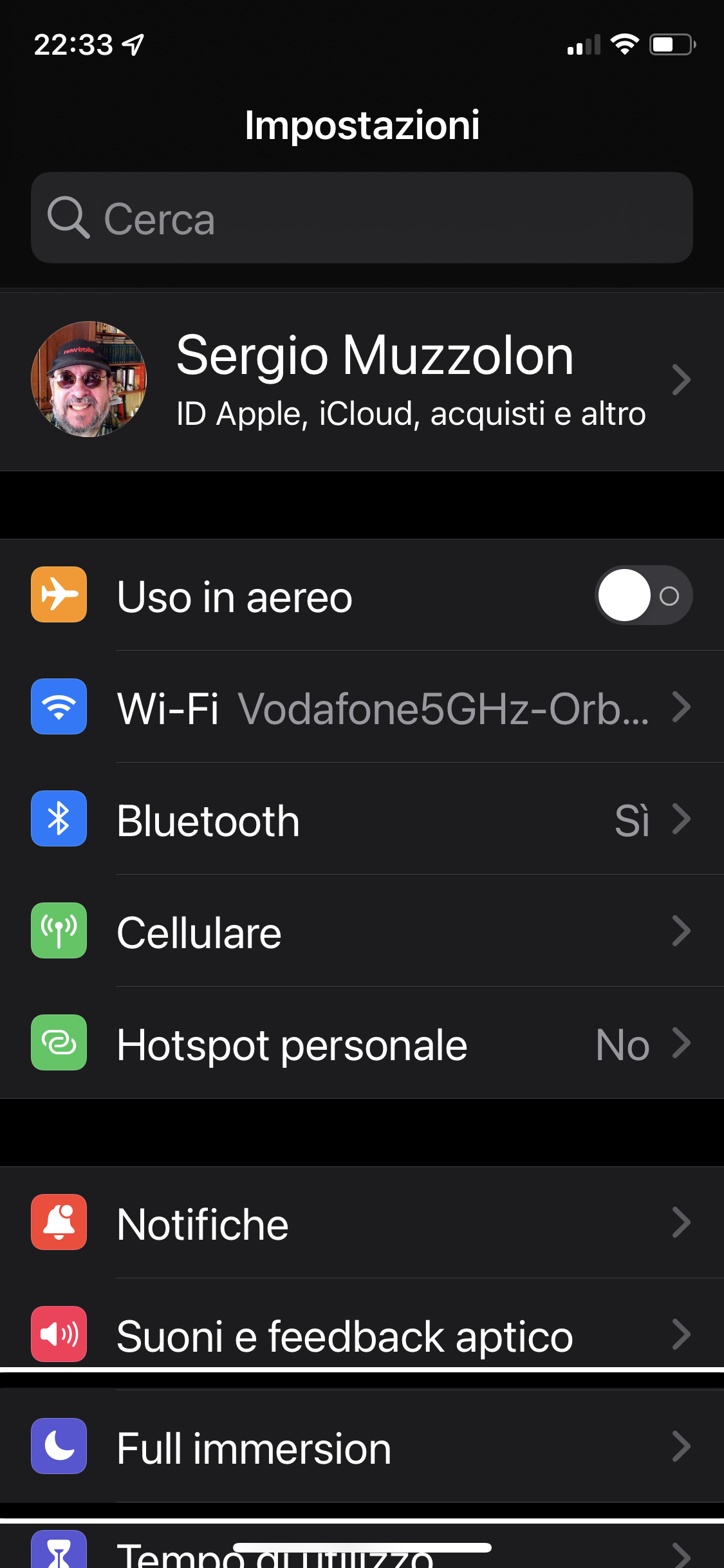 nell’immagine uno screenshot dell’iPhone aperto sull’App Impostazioni