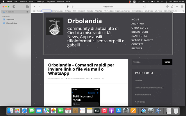 nell’immagine uno screenshot di un Mac aperto su Safari