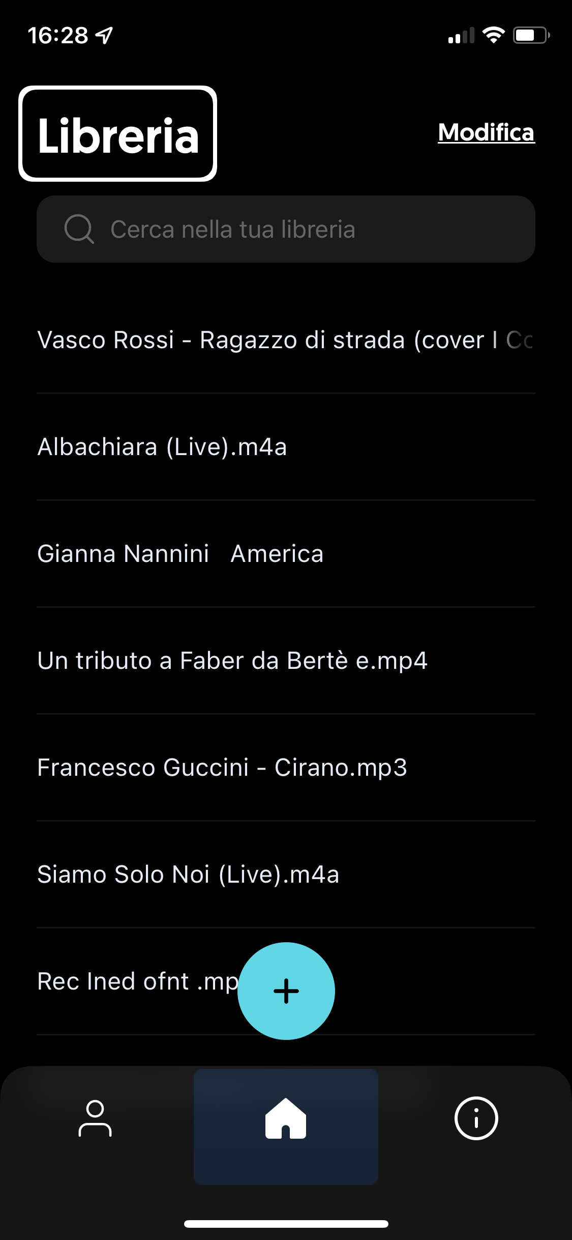 nell’immagine uno screenshot dell’iPhone aperto sulla pagina libreria di Moises