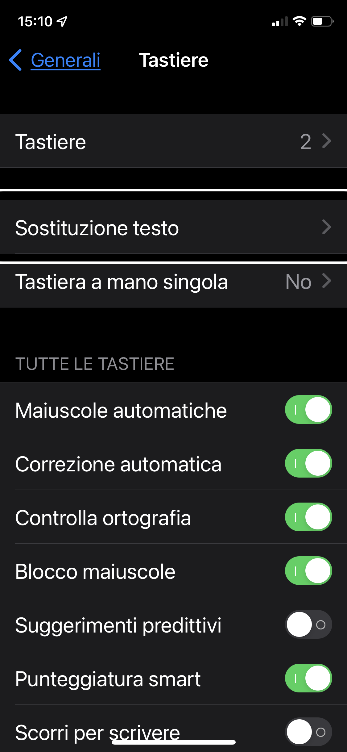 nell’immagine uno screenshot dell’iPhone aperto in impostazioni