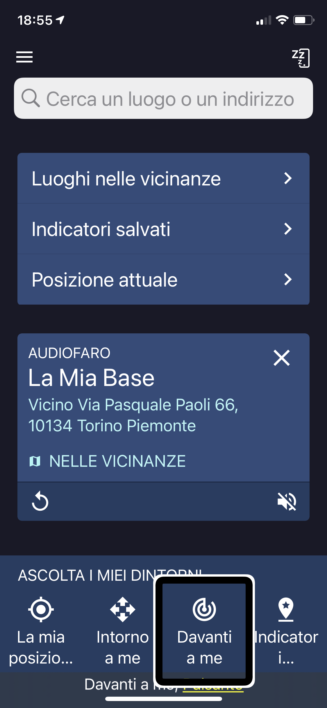 Nell’immagine si vede uno screenshot di un iPhone con aperta l’applicazione sound Scape
