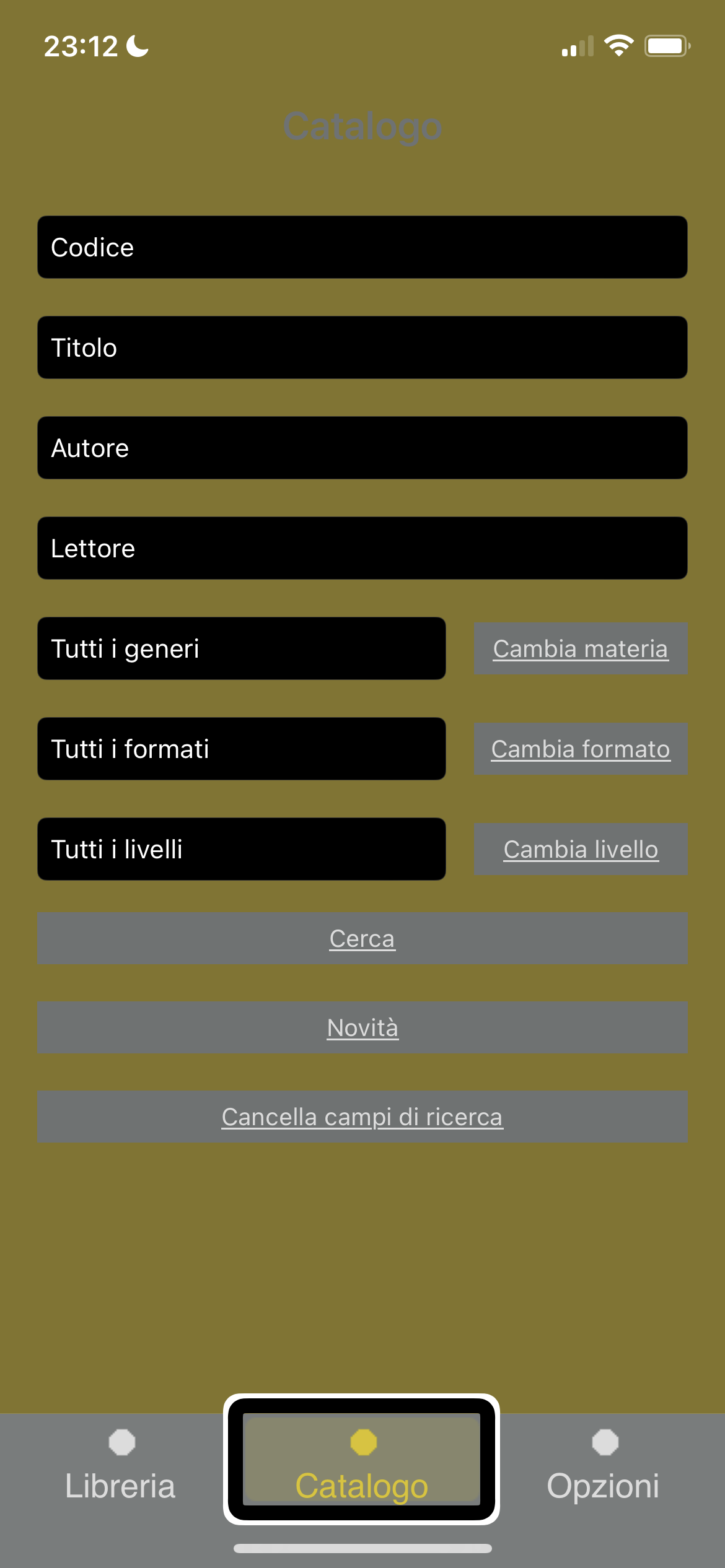 nell’immagine uno screenshot dell’iPhone aperto sulla home dell’applicazione il Libro Parlato