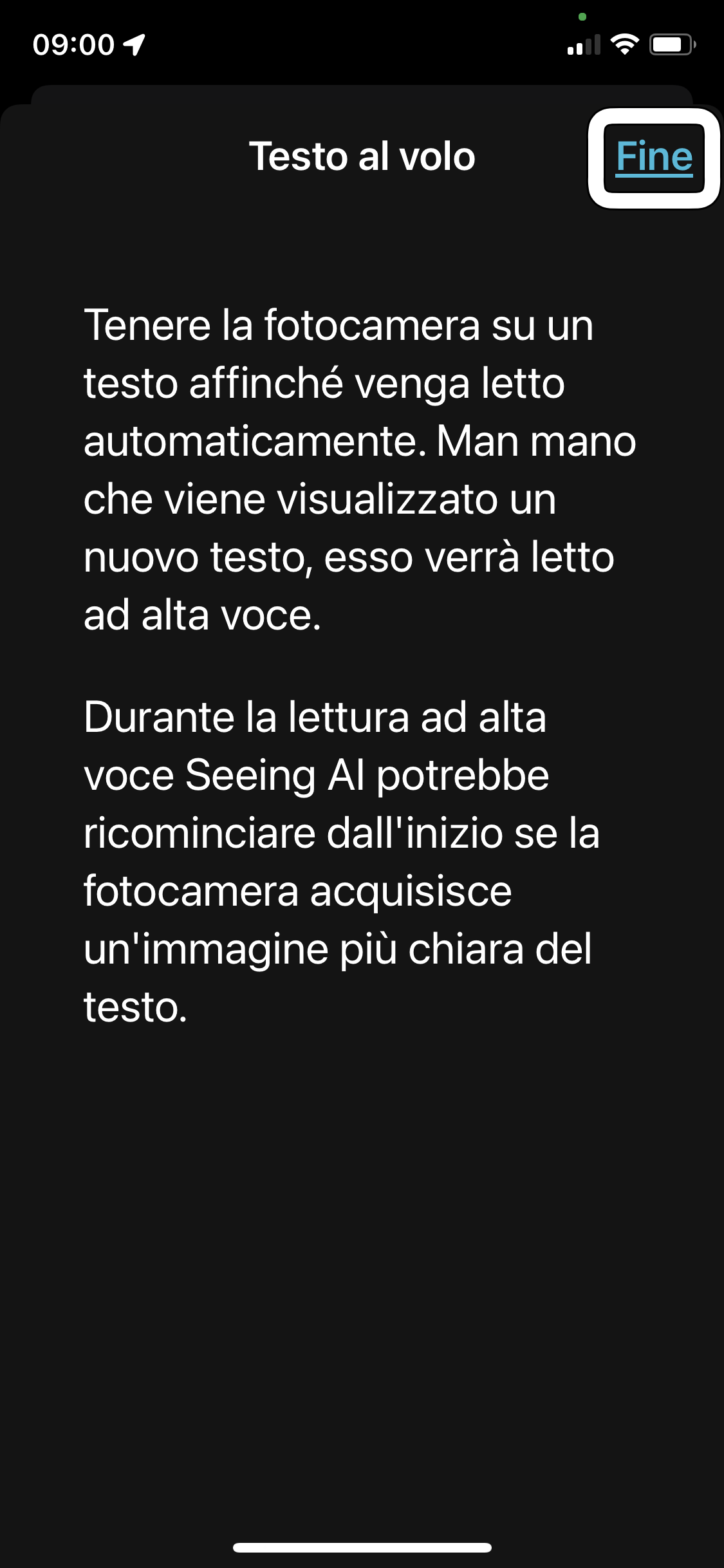 nell’immagine uno screenshot dell’iPhone aperto su Seeing AI