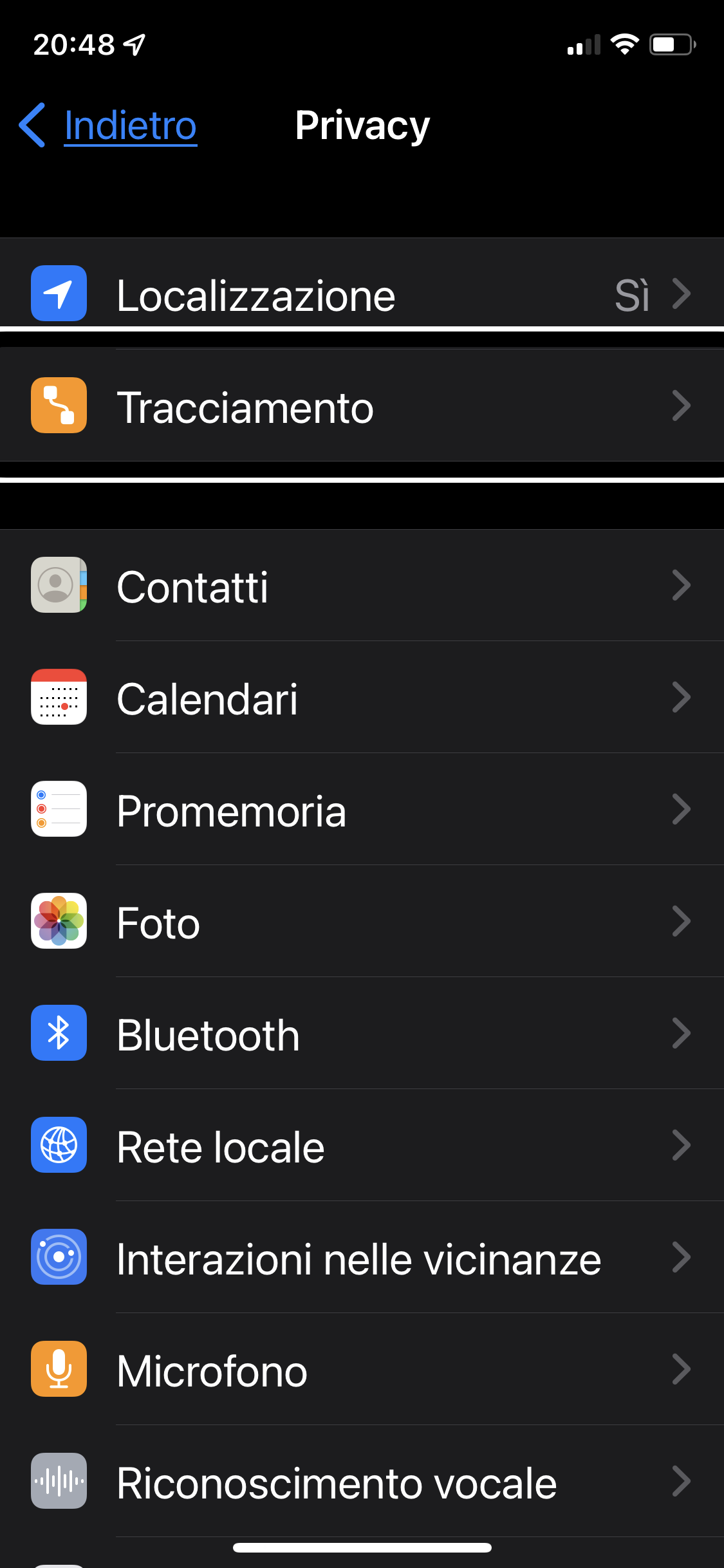 nell’immagine uno screenshot dell’iPhone aperto su impostazioni