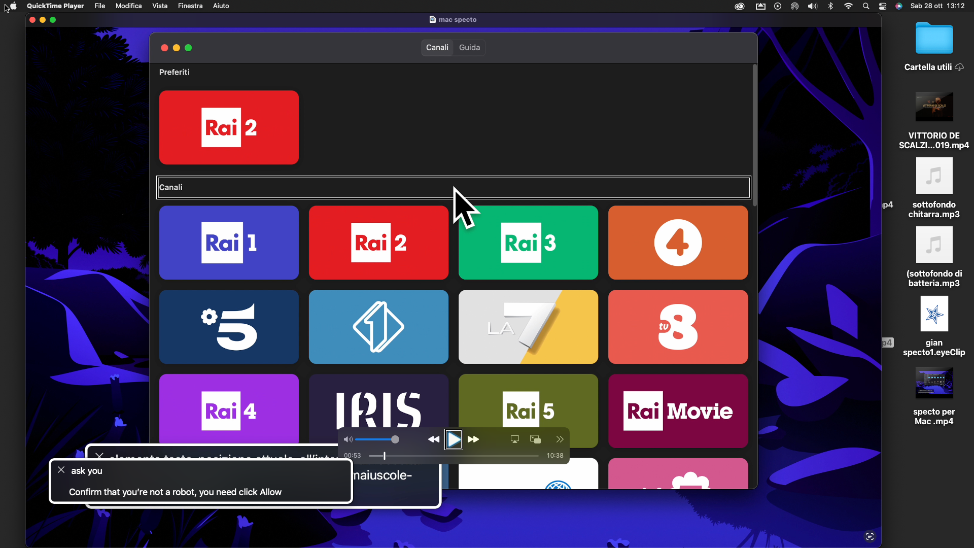 nell’immagine uno screenshot del Mac aperto sull’applicazione Specto