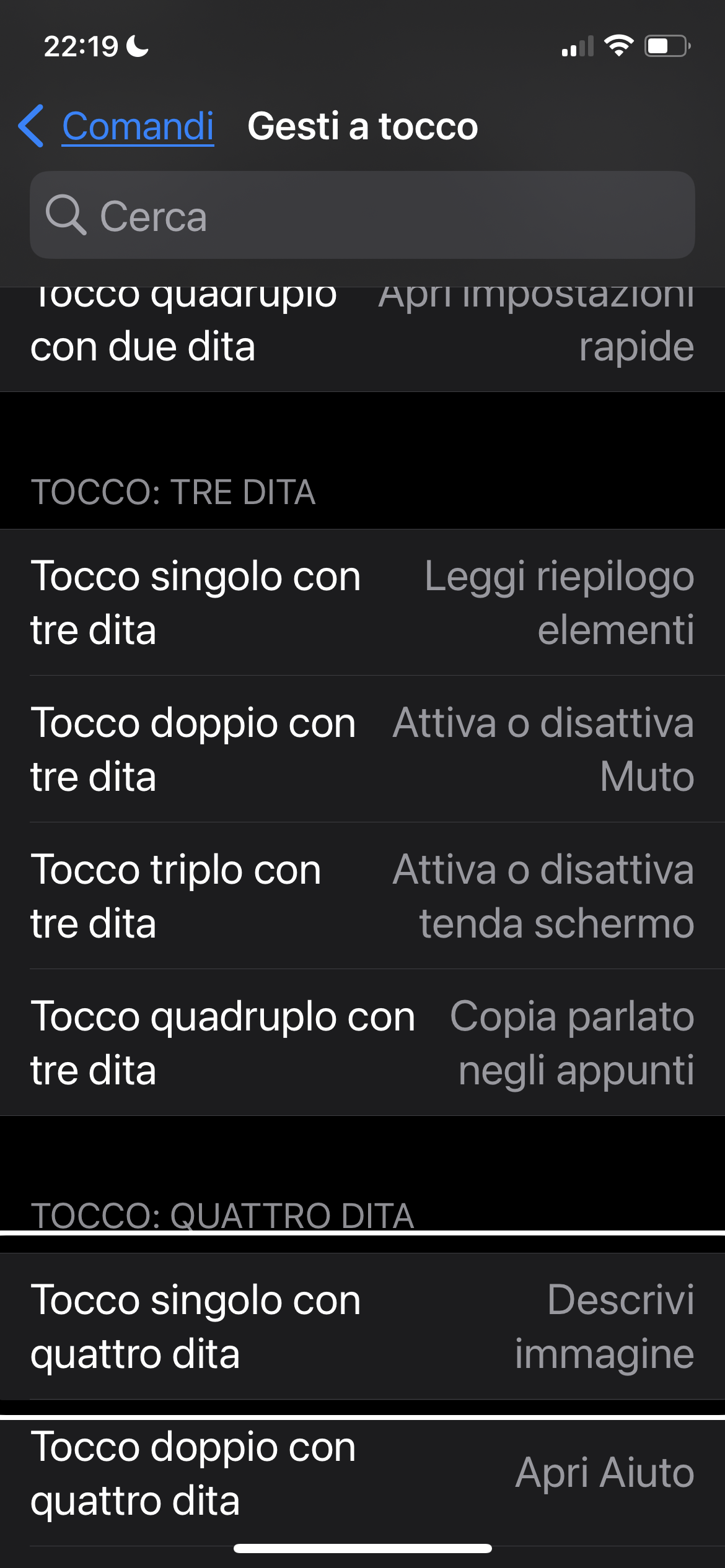 nell’immagine uno screenshot dell’iPhone aperto nella pagina delle impostazioni; accessibilità; comandi.