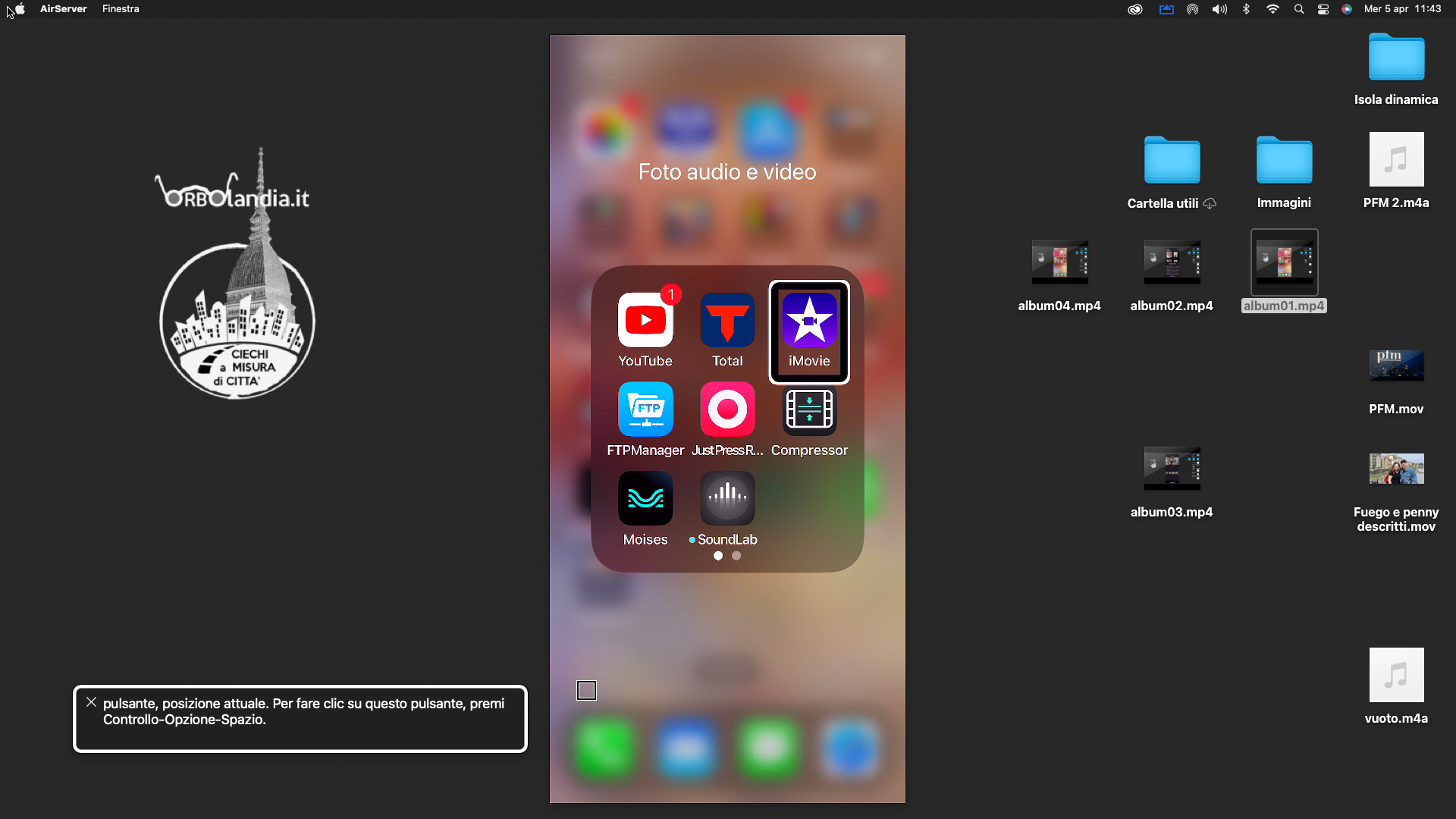 nell’immagine uno screenshot dell’iPhone aperto sull’applicazione iMovie