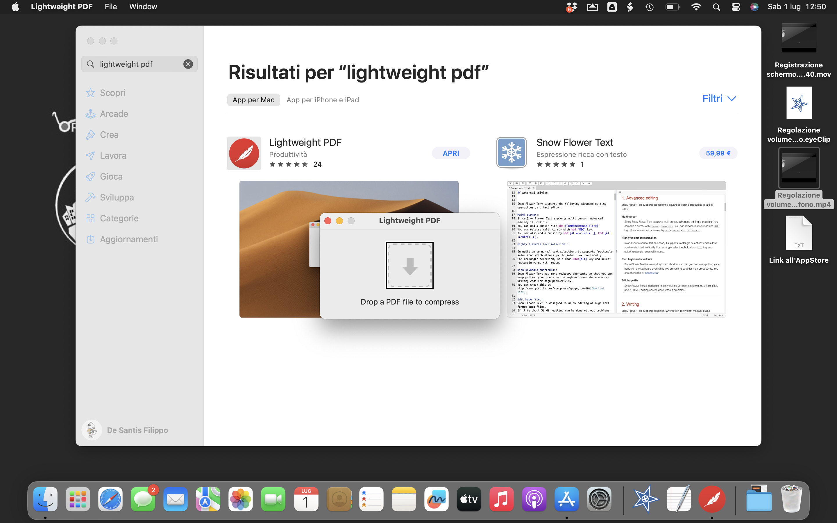 nell’immagine uno screenshot del Mac aperto nell’applicazione Lightweight PDF