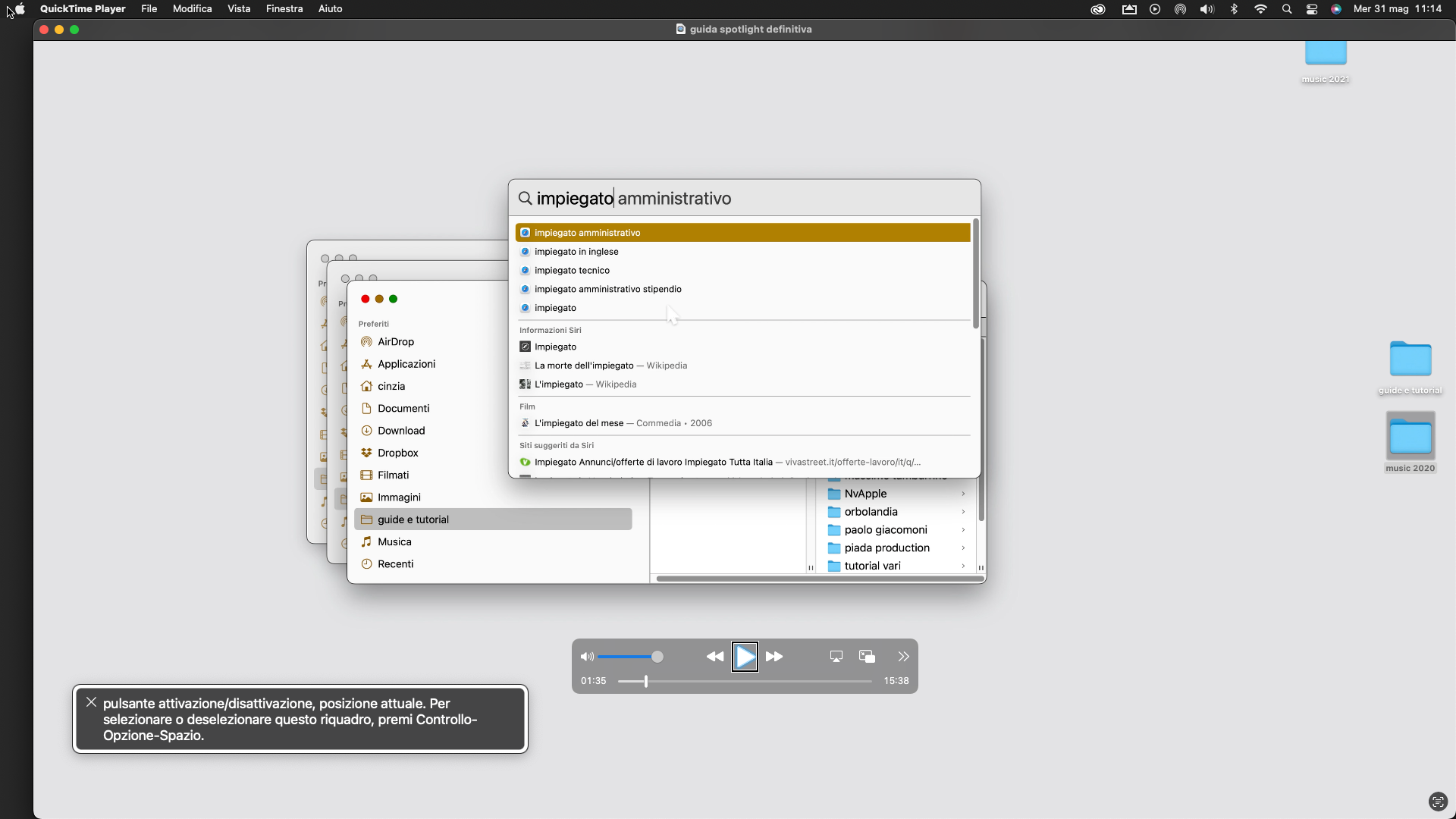 nell’immagine uno screenshot del Mac mentre si sta adoperando Spotlight