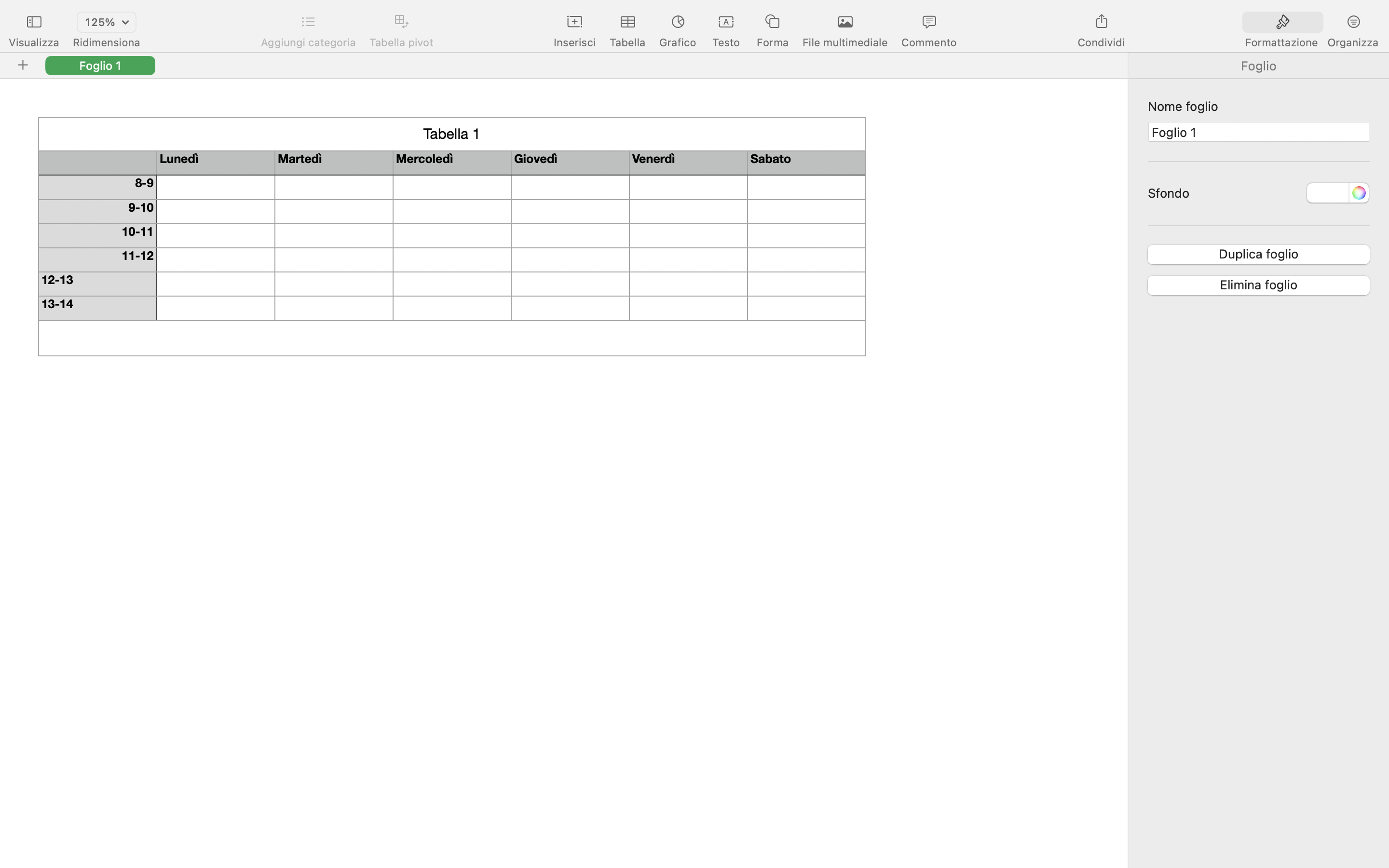nell’immagine uno screenshot del Mac aperto nell’applicazione Numbers