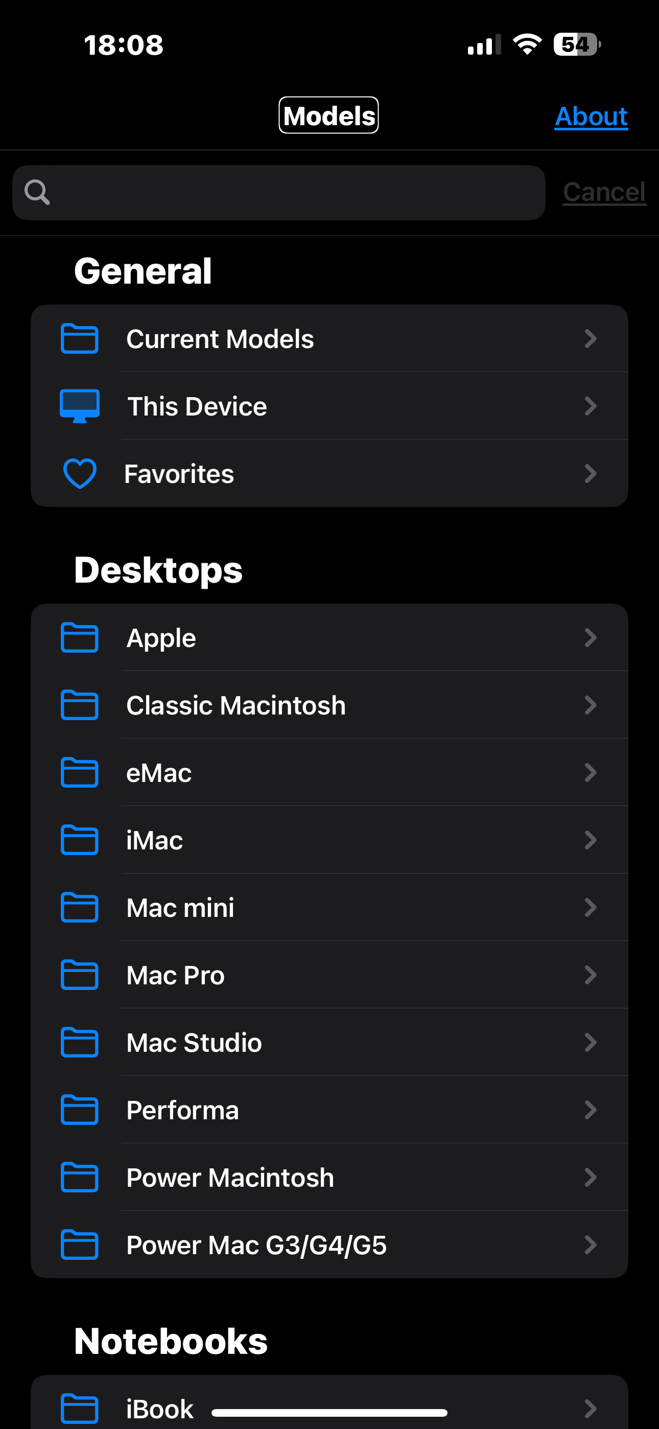 nell’immagine uno screenshot dell’iPhone aperto sull’applicazione Mac Traecker