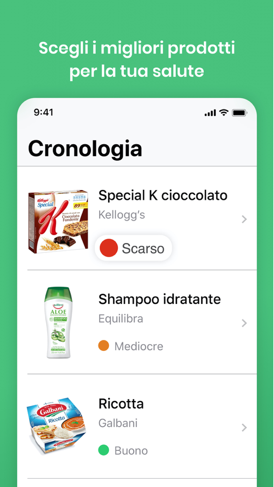 nell’immagine uno screenshot dell’iPhone aperto sull’applicazione Yuka