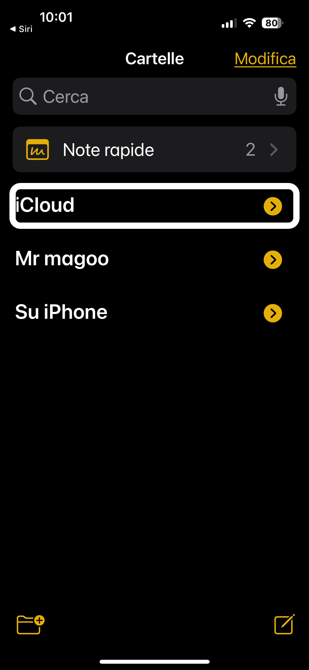nell’immagine uno screenshot dell’iPhone aperto sull’applicazione Note