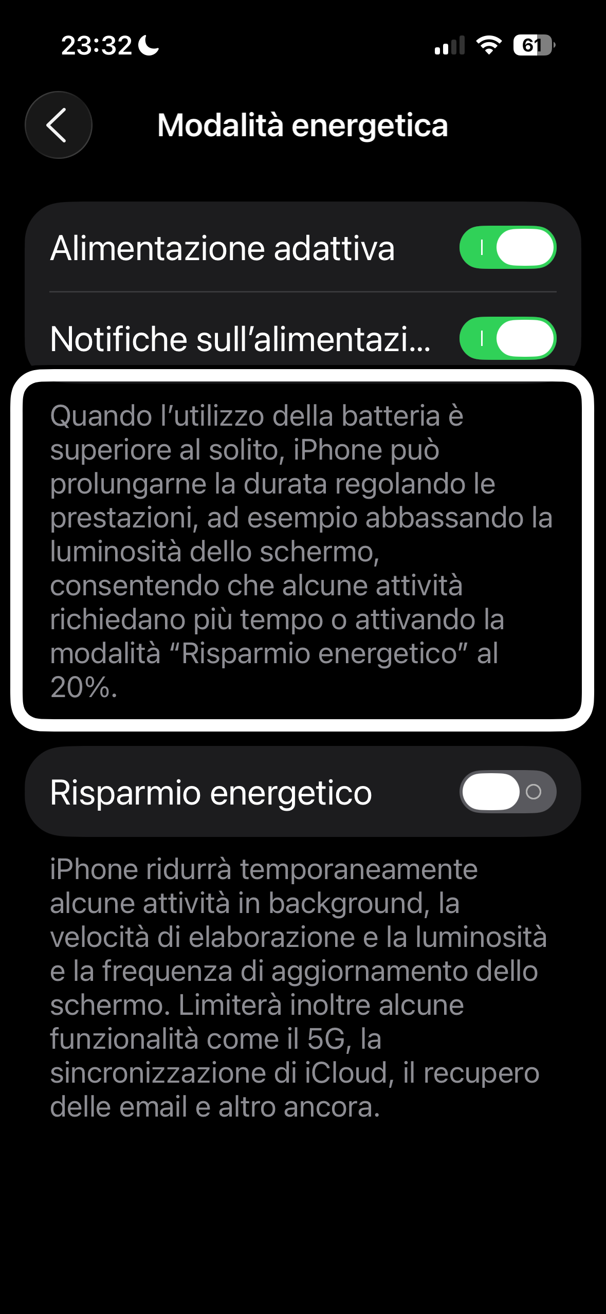 nell’immagine uno screenshot dell’iPhone aperto nelle impostazioni alla sezione batteria mentre si sta creando il tutorial