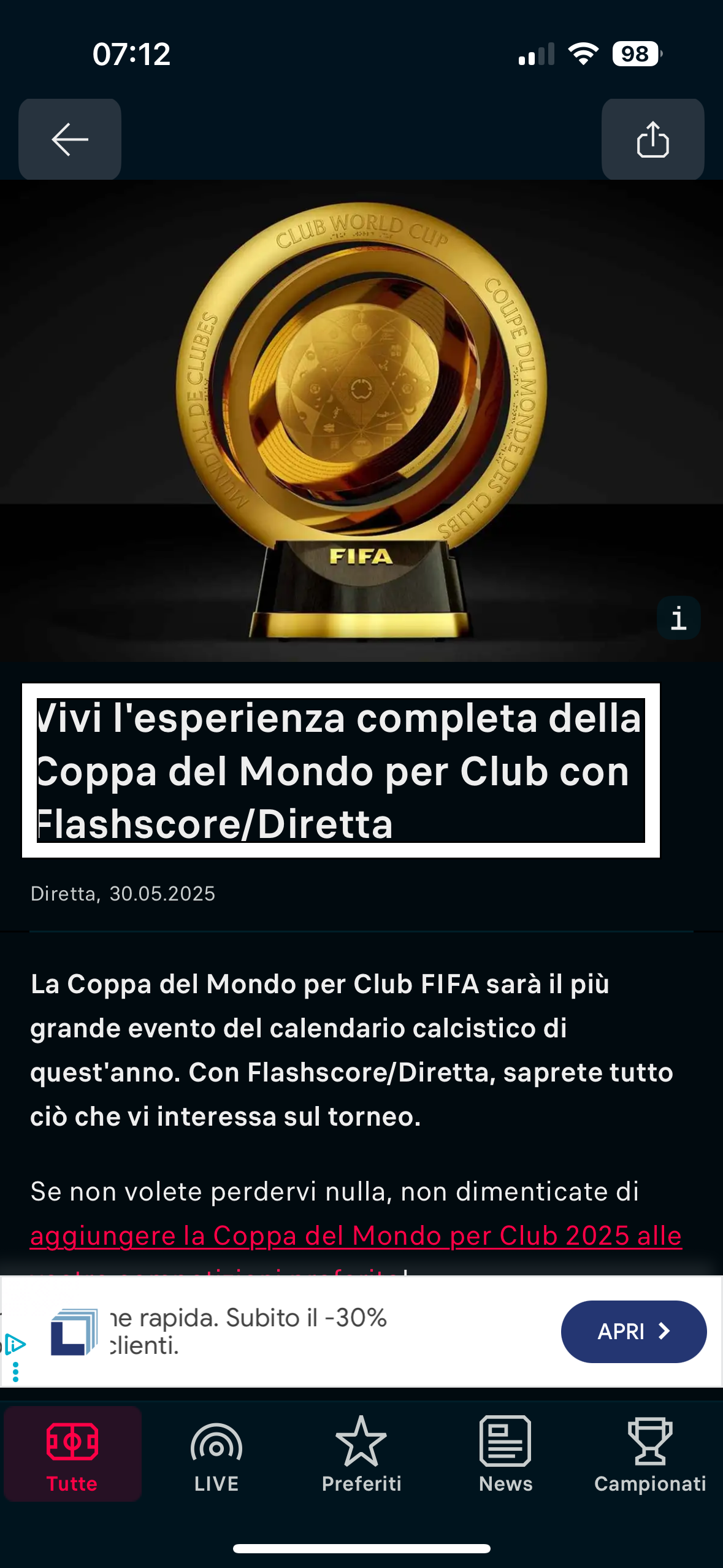 nell’immagine uno screenshot dell’iPhone aperto nell’applicazione diretta