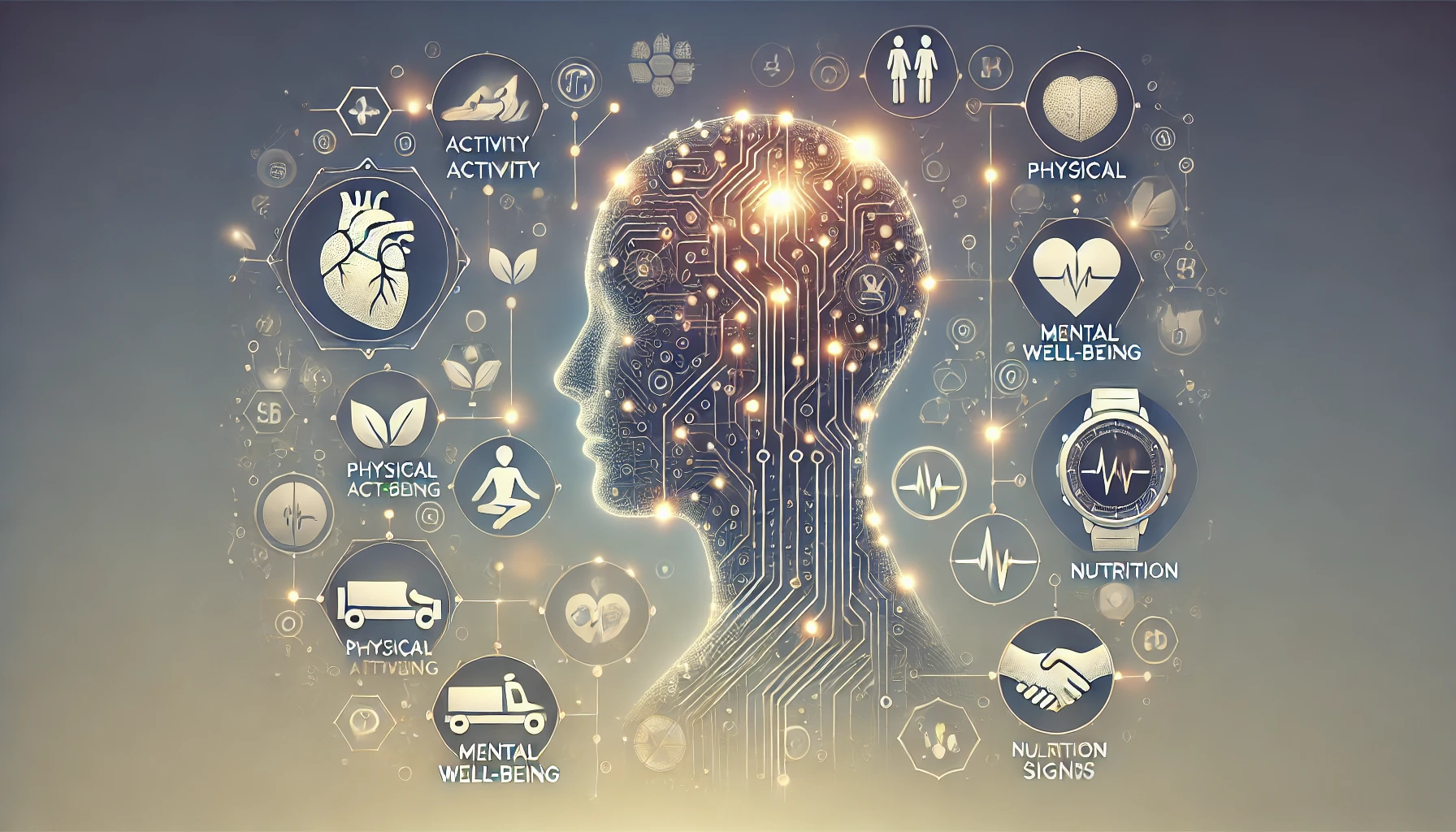 L'immagine mostra una rappresentazione stilizzata di un profilo umano, con un design che ricorda un circuito elettronico, illuminato da punti di luce che simboleggiano connessioni neurali o tecnologiche