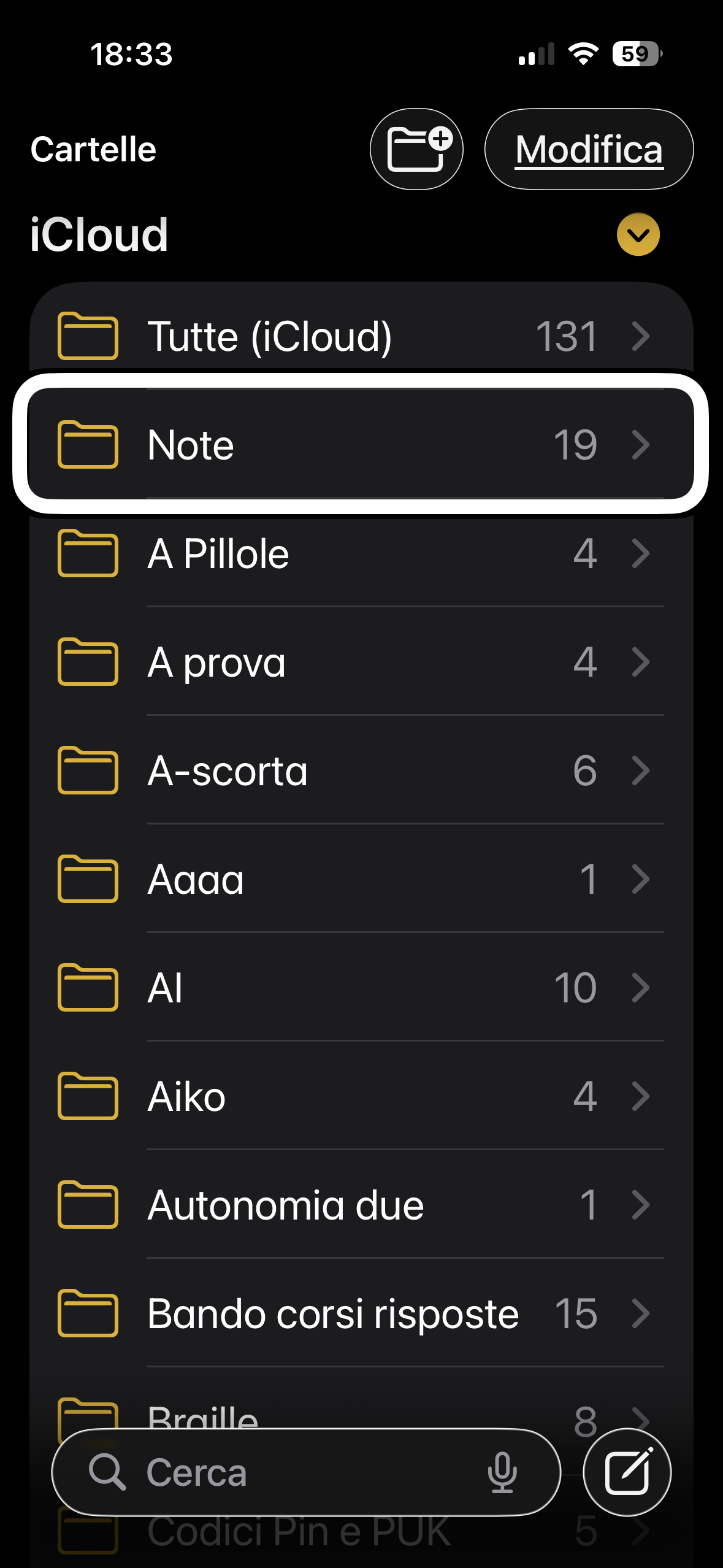 nell’immagine uno screenshot dell’iPhone aperto nell’applicazione Note