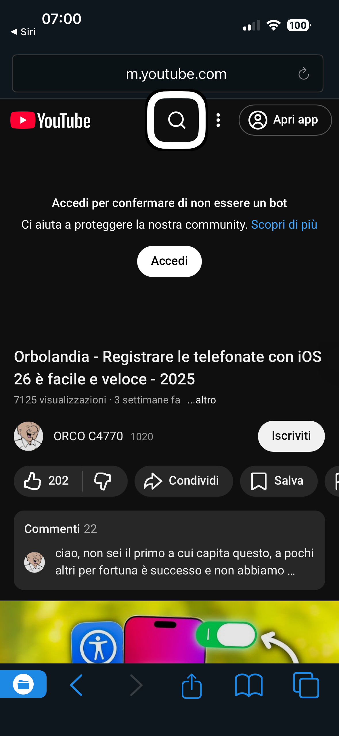 nell’immagine uno screenshot dell’iPhone aperto nell’applicazione Total file