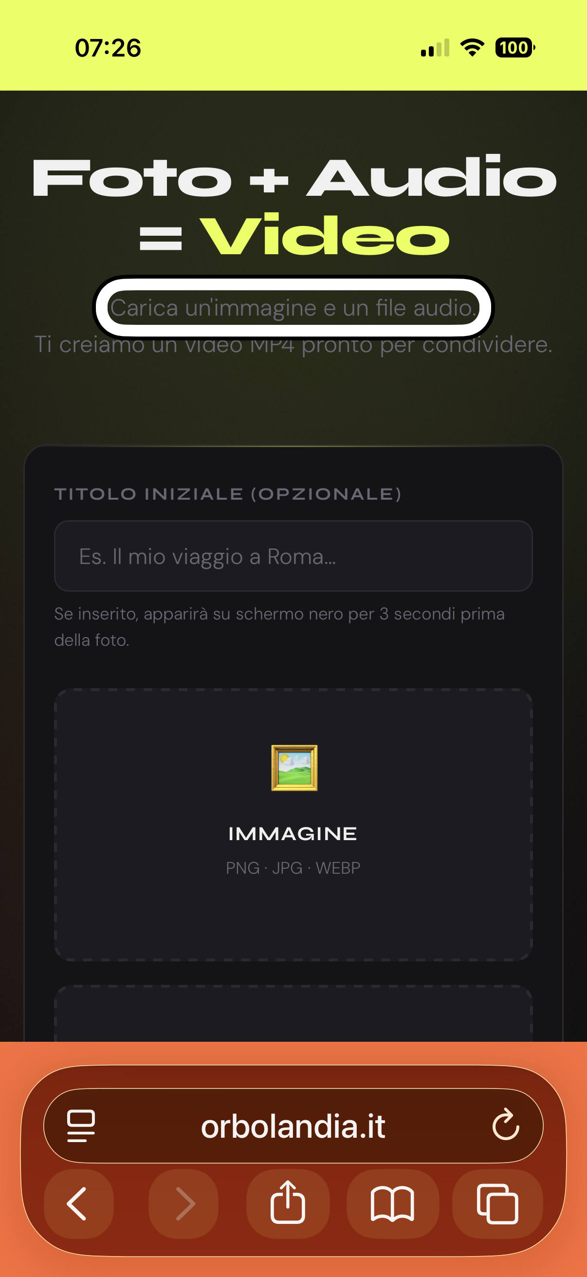 nell’immagine uno screenshot dell’iPhone aperto nell’applicazione crea video