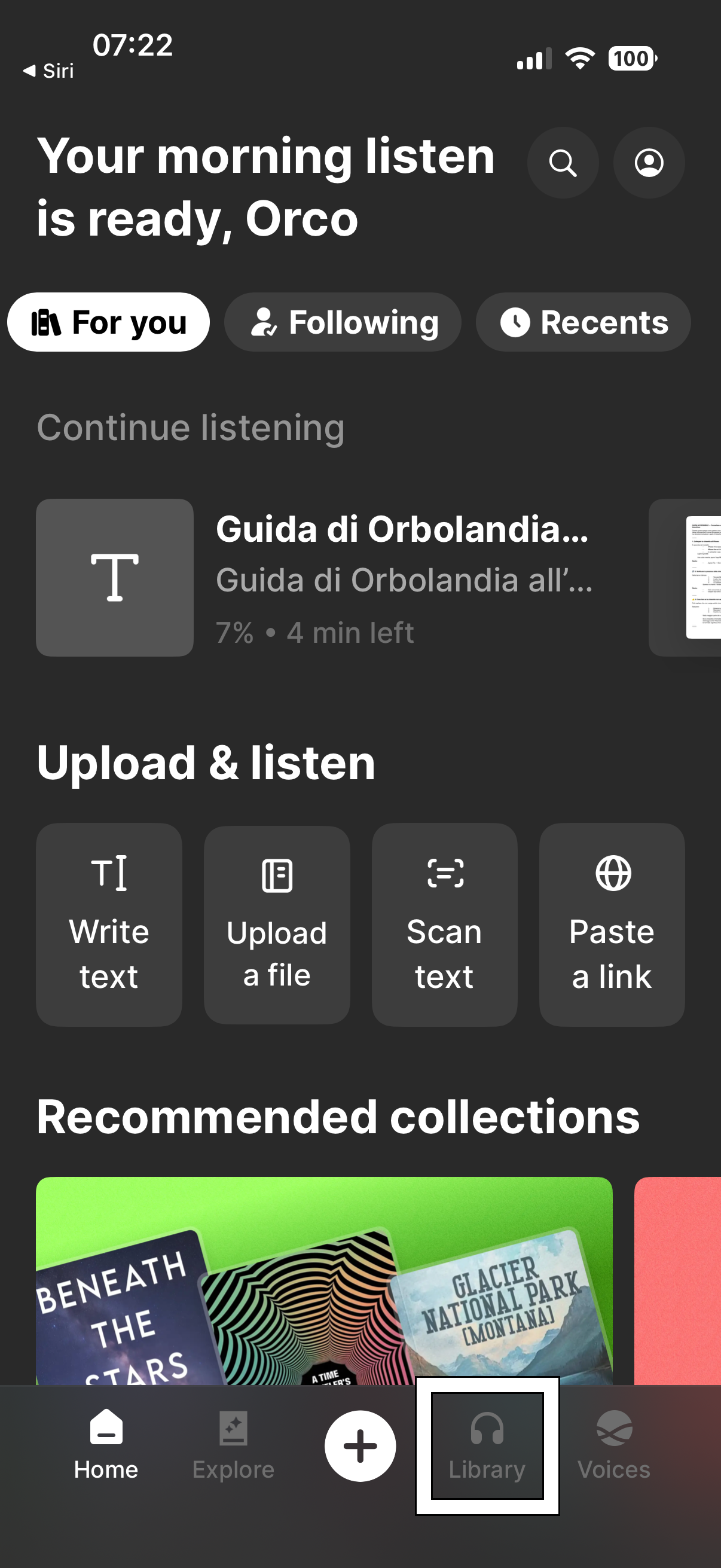 nell’immagine uno screenshot dell’iPhone aperto nell’interfaccia dell’applicazione Eleven reader attualmente in inglese