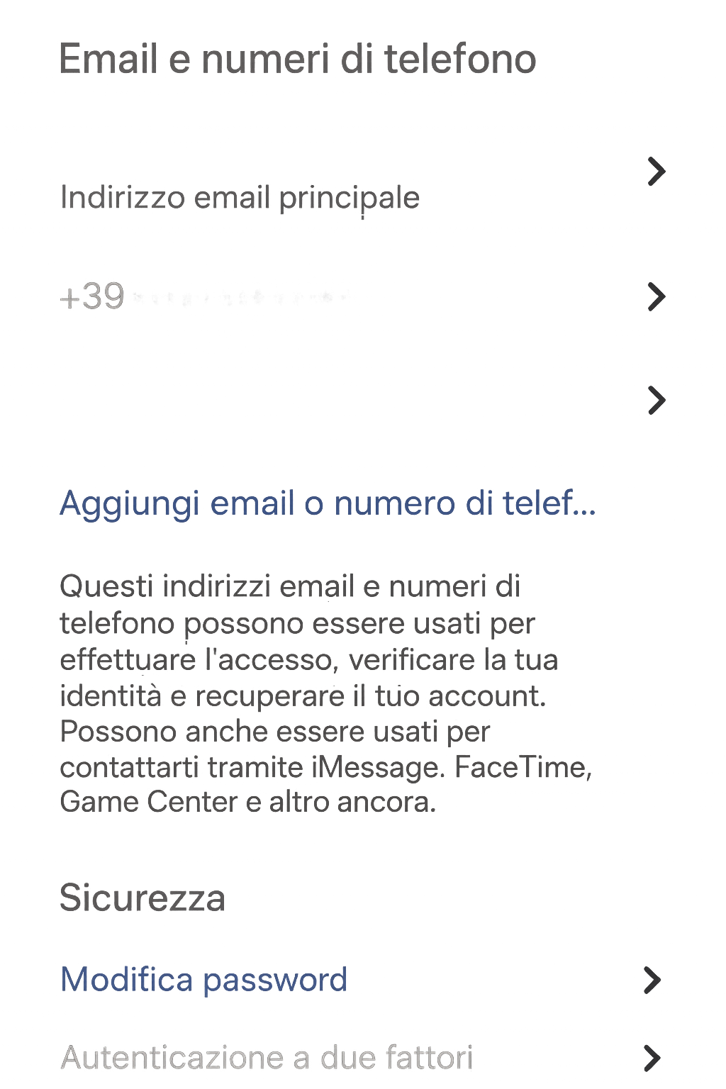nell’immagine uno screenshot dell’iPhone aperto in impostazioni per modificare l’ID Apple