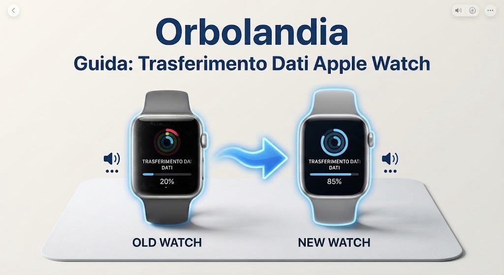 nell’immagine due Apple Watch durante il trasferimento dati dal vecchio al nuovo